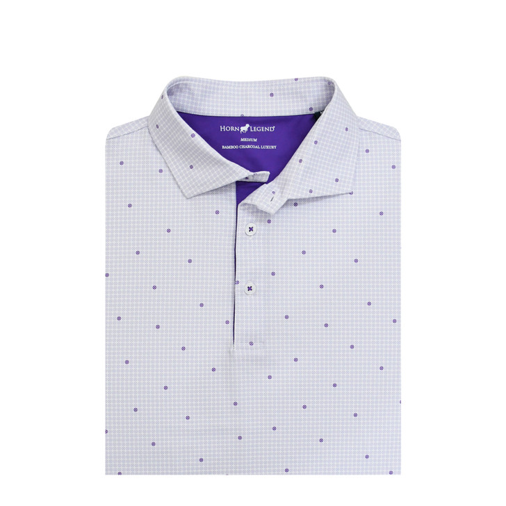 Lydian Lion Performance Polo - White with Lavender & Purple