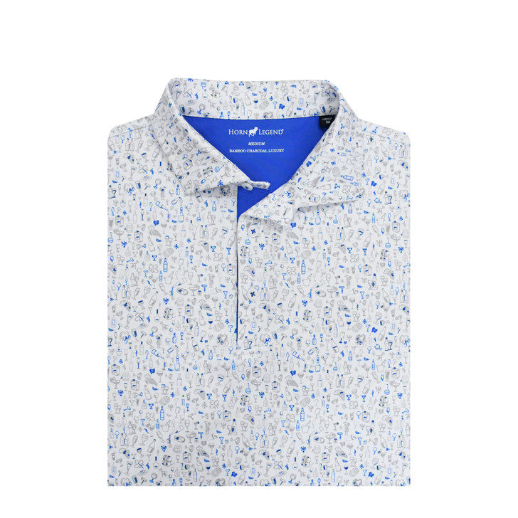Pub Crawl Performance Polo - White with Blue & Grey