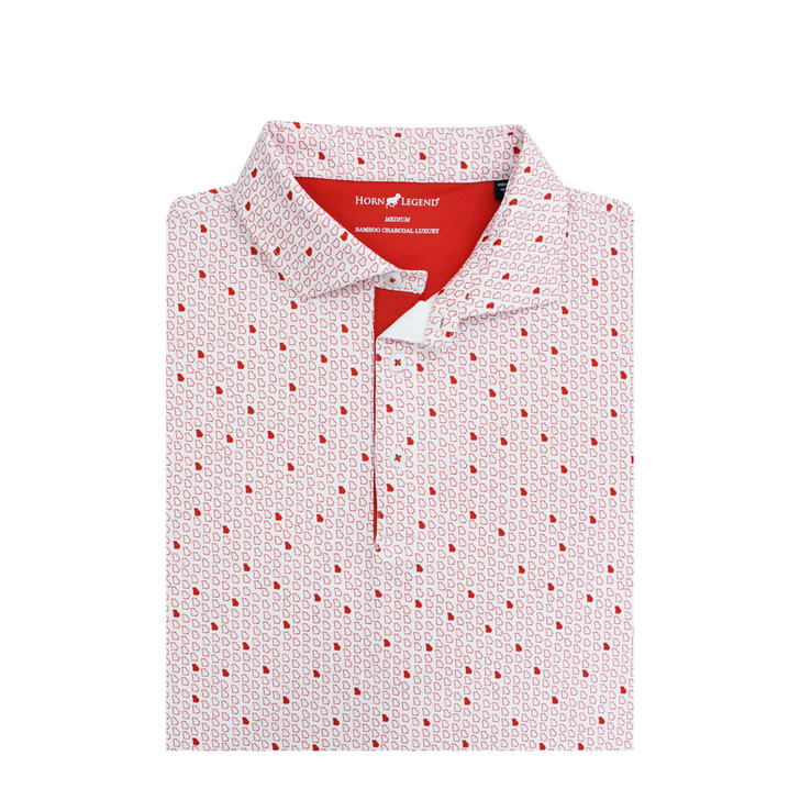 Georgia Inspired Micro State Performance Polo - White with Red
