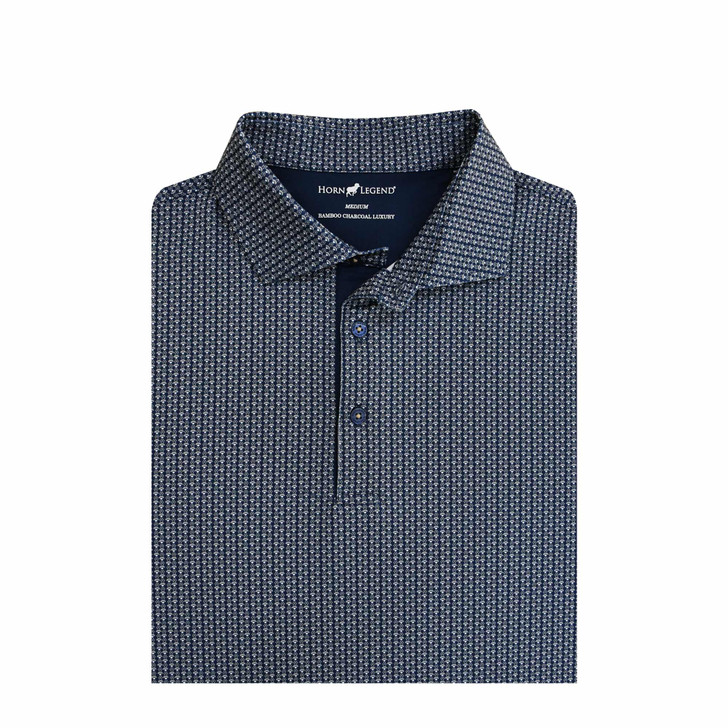 Micro Performance Polo - Navy with White & Sand