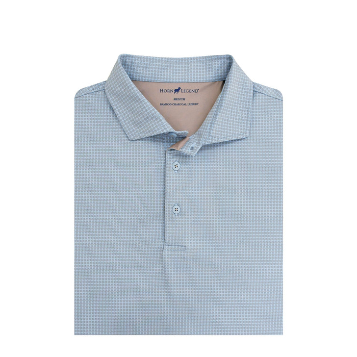 Medallions Performance Polo - Light Blue with Sand