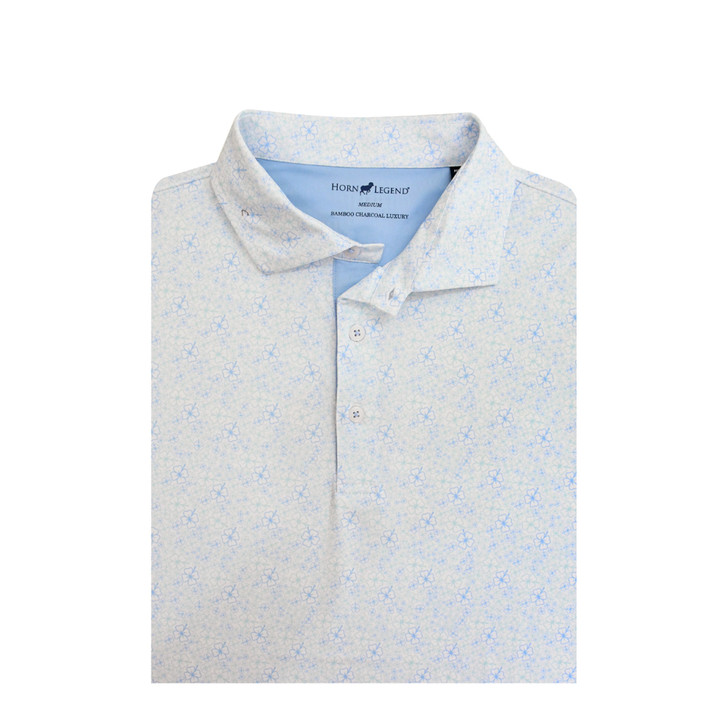 Lucky Performance Polo - White with Light Blue & Aqua