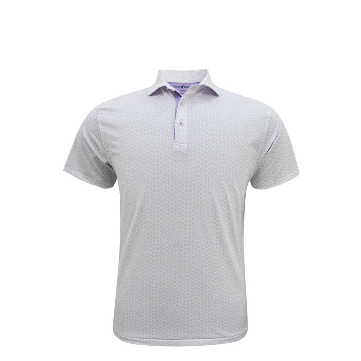 Texas Inspired State Outline Performance Polo - White with Lavender