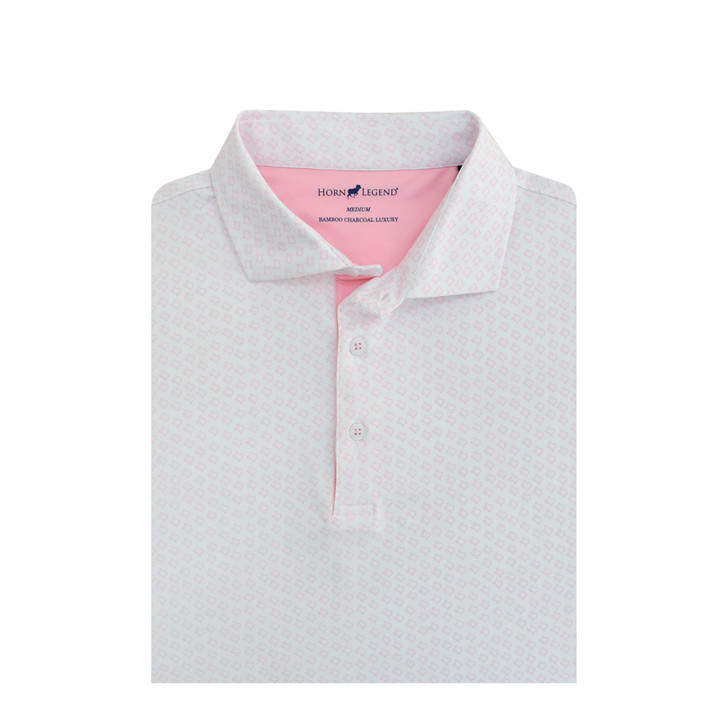 Texas Inspired State Outline Performance Polo - White with Rose Quartz
