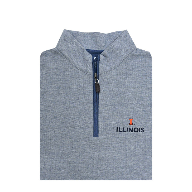 Illinois Fighting Illini End On End Tonal Zip Cotton Pullover - Midnight Blue