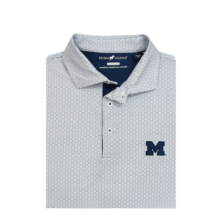 Michigan Wolverines Bracket Youth Polo - White with Grey & Navy