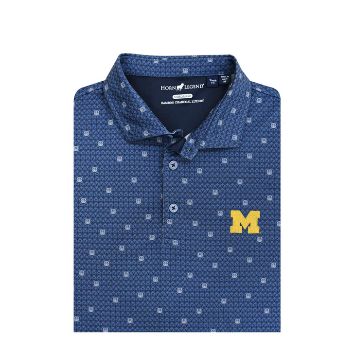 Michigan Wolverines Hoopin' Youth Polo - Moonlight with Navy & Grey