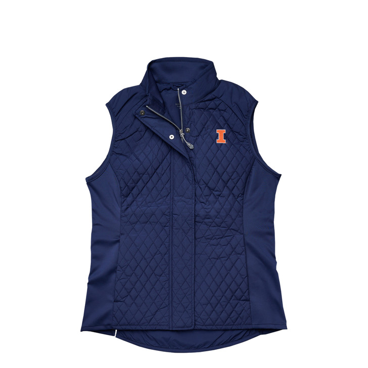 Illinois Fighting Illini Women’s Full Zip Quilted Vest - Navy