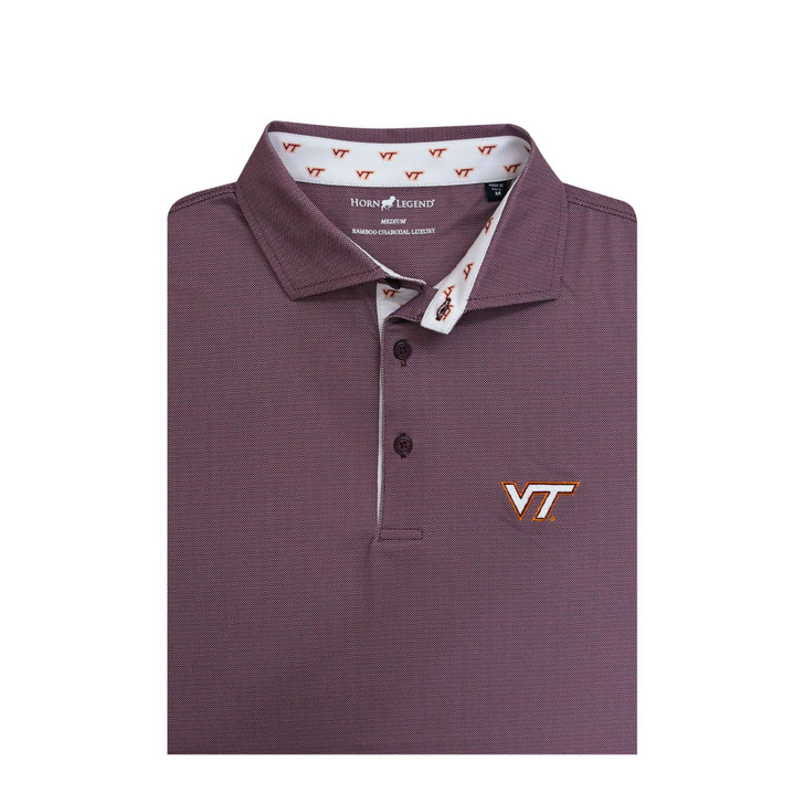 Virginia Tech Hokies Custom Trim Birdseye Polo - Maroon