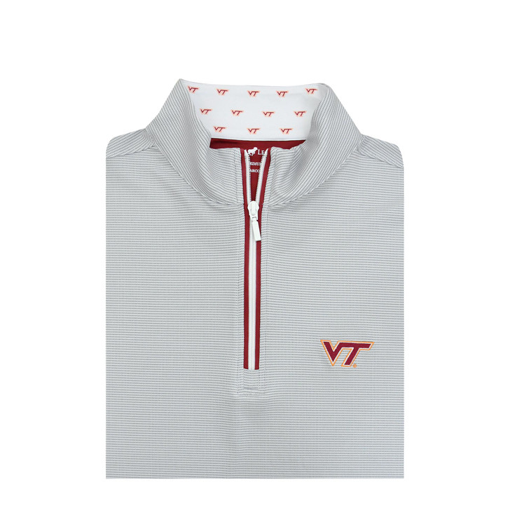 Virginia Tech Hokies Custom Collar Pin Dot Stripe Pullover - White