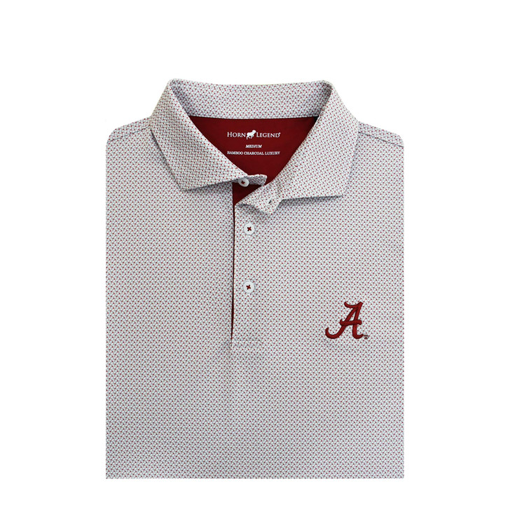Alabama Crimson Tide Ripple Polo - White with Grey & Crimson