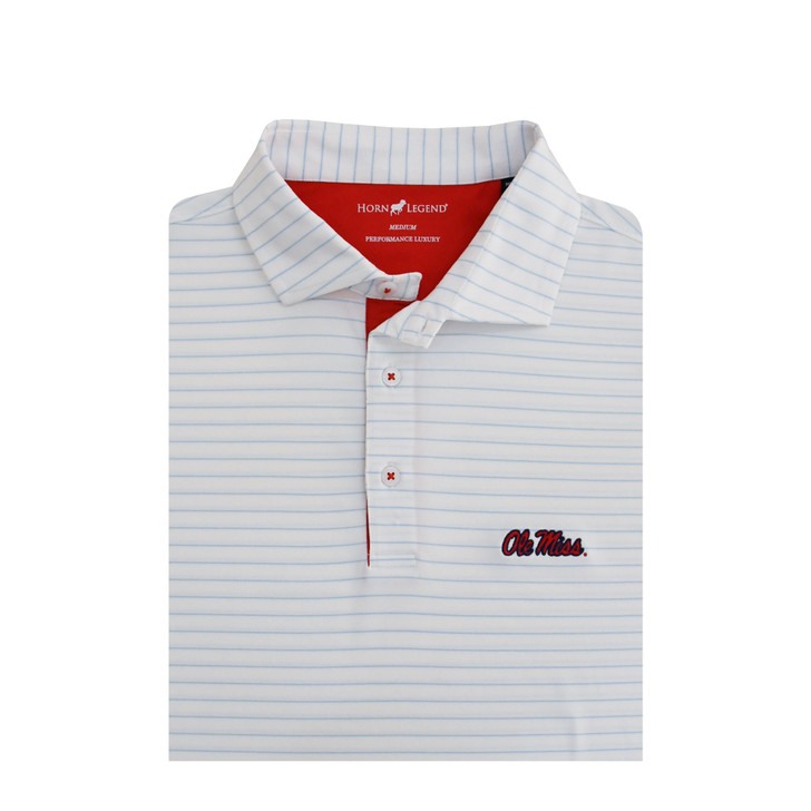 Ole Miss 3/8 Stripe Polo - White