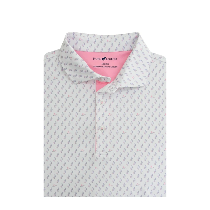 Pelican Performance Polo - White with Rose Quartz