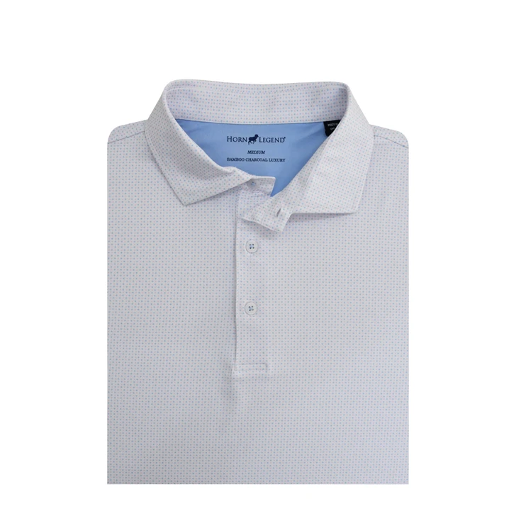 Checker Performance Polo - White with Light Blue & Rose Quartz