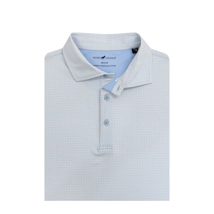 Particolored Gingham Performance Polo - Grey & Light Blue