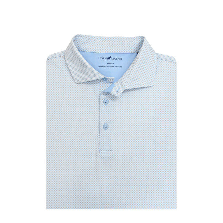 Particolored Gingham Performance Polo - Grey & Light Blue