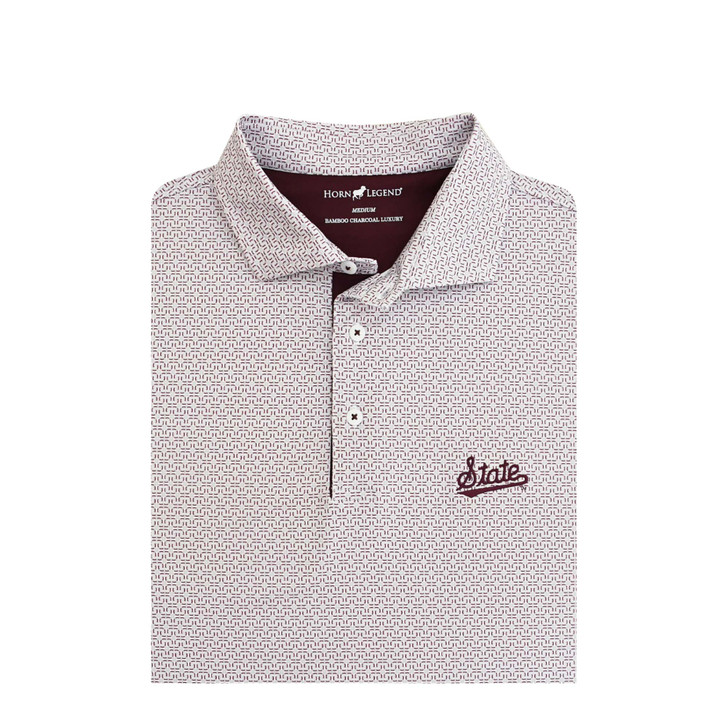 Mississippi State Baseball Script Aztec Polo - With with Grey & Maroon