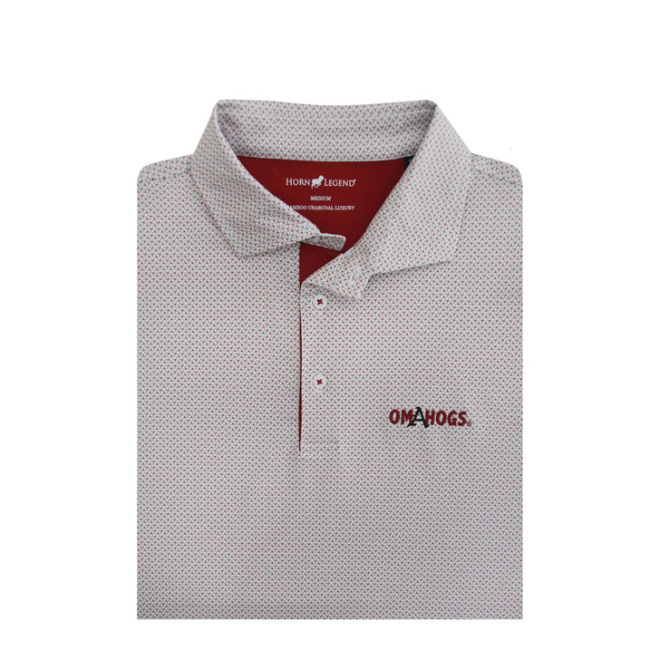 Arkansas OmaHogs Ripple Polo - White with Grey & Cardinal