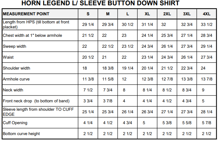 Sizing Chart