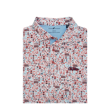Ole Miss Double Decker Powder Trim Polo