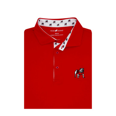 Georgia Standing Bulldog Red Custom Trim Polo