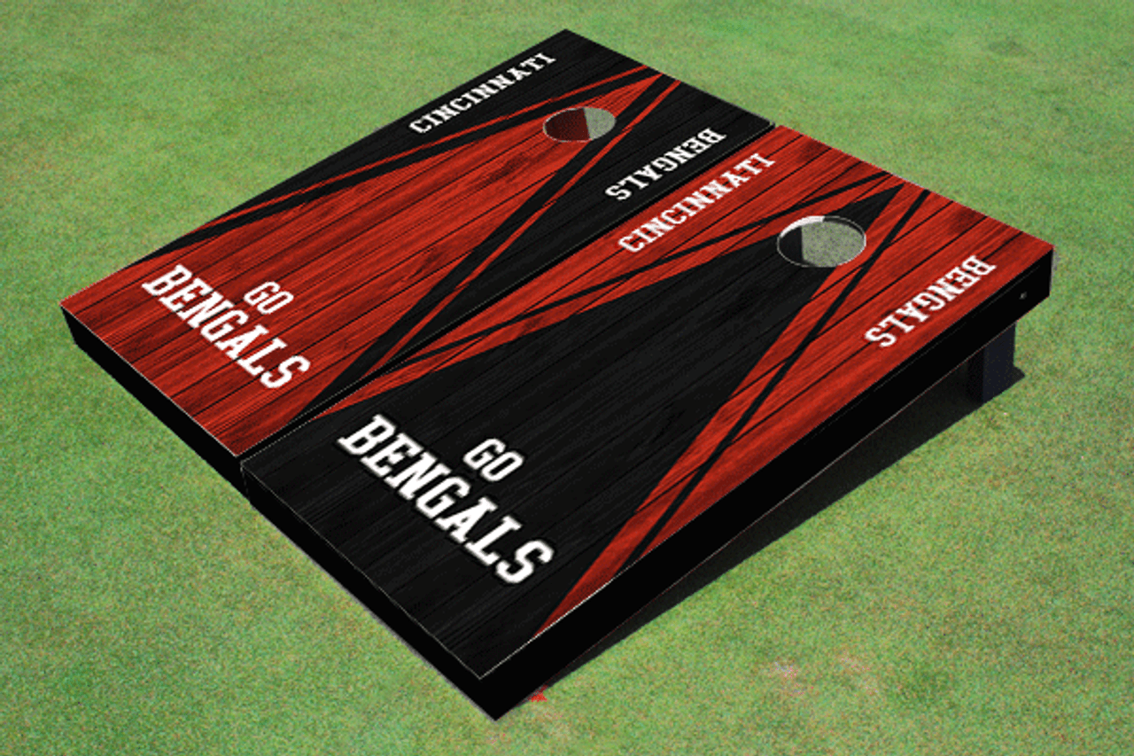 Cincinnati Bengals Alternating Wood Look Triangle Cornhole Boards - NFL