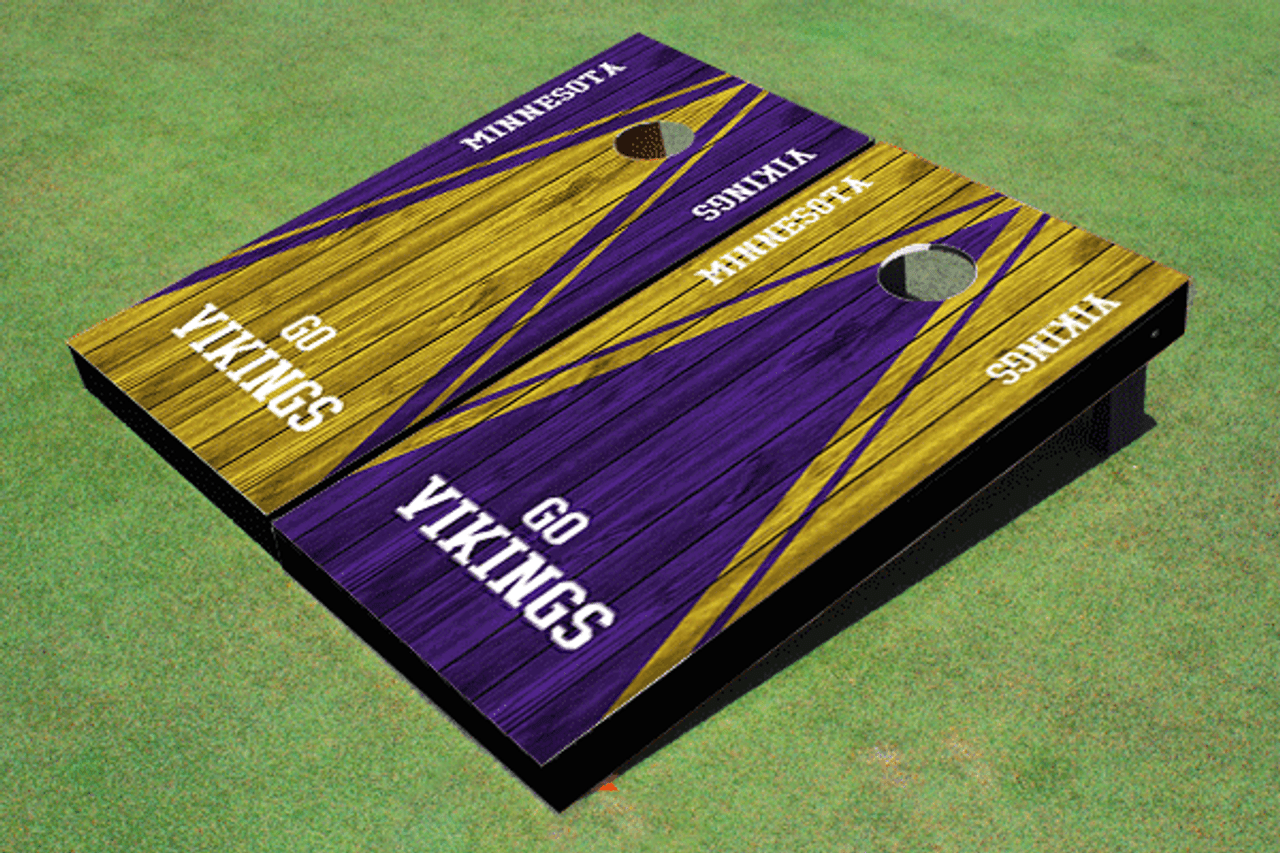 Minnesota Vikings Alternating Wood Look Triangle Cornhole Boards - NFL