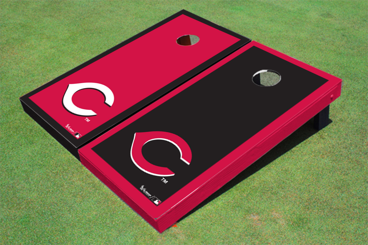 Cincinnati Reds C Alternating Border Cornhole Boards