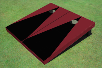 Black And Maroon Matching Triangle No Stripe Custom Cornhole Board Black And Maroon Matching Triangle No Stripe Custom Cornhole Board
