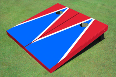 Royal And Red Matching Triangle Custom Cornhole Board Royal And Red Matching Triangle Custom Cornhole Board