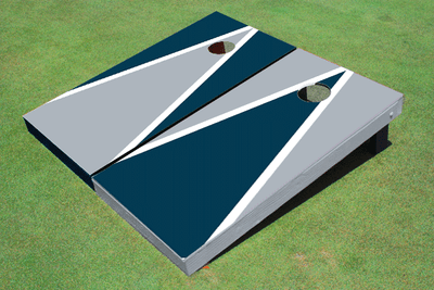Gray And Navy Alternating Triangle Custom Cornhole Board Gray And Navy Alternating Triangle Custom Cornhole Board