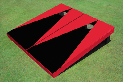 Black And Red Matching Triangle No Stripe Custom Cornhole Board Black And Red Matching Triangle No Stripe Custom Cornhole Board