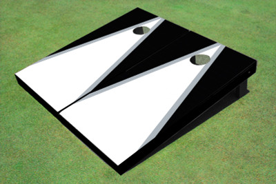 White And Black Matching Triangle Custom Cornhole Board