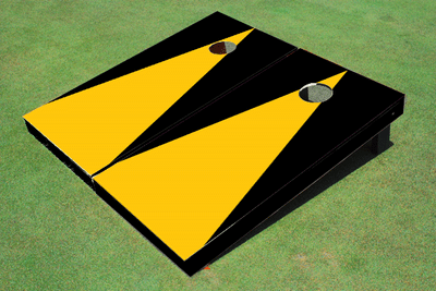 Yellow And Black Matching Triangle No Stripe Custom Cornhole Board Yellow And Black Matching Triangle No Stripe Custom Cornhole Board