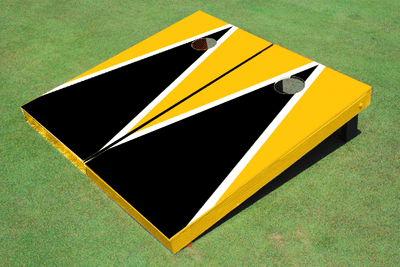 Black And Yellow Matching Triangle Custom Cornhole Board Black And Yellow Matching Triangle Custom Cornhole Board