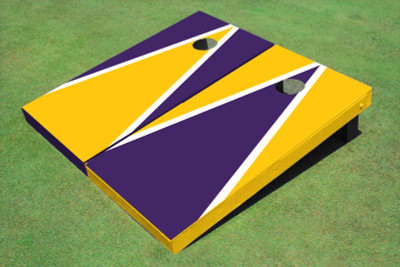 Purple And Yellow Alternating Triangle Custom Cornhole Board Purple And Yellow Alternating Triangle Custom Cornhole Board