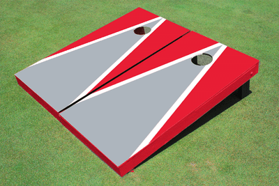 Gray And Red Matching Triangle Custom Cornhole Board Gray And Red Matching Triangle Custom Cornhole Board