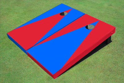 Red And Royal Alternating Triangle No Stripe Custom Cornhole Board Red And Royal Alternating Triangle No Stripe Custom Cornhole Board