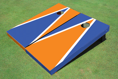 Orange And Royal Alternating Triangle Custom Cornhole Board Orange And Royal Alternating Triangle Custom Cornhole Board