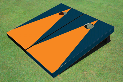 Orange And Navy Matching Triangle No Stripe Custom Cornhole Board - Aat-2320 Orange And Navy Matching Triangle No Stripe Custom Cornhole Board - Aat-2320
