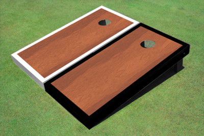 Rosewood Stained Center White And Black Border Cornhole Board Rosewood Stained Center White And Black Border Cornhole Board