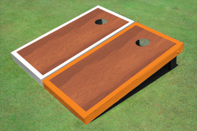 Rosewood Stained Center White And Orange Border Cornhole Board Rosewood Stained Center White And Orange Border Cornhole Board