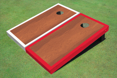 Rosewood Stained Center Red And White Border Custom Cornhole Board Rosewood Stained Center Red And White Border Custom Cornhole Board
