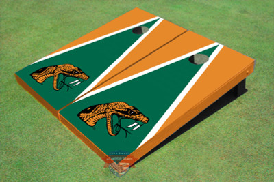Florida Agricultural & Mechanical University Green And Orange Matching Triangle Cornhole Boards Florida Agricultural & Mechanical University Green And Orange Matching Triangle Cornhole Boards