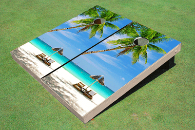 Beach Chairs #3 Alternating Themed Cornhole Boards Bag Toss Set