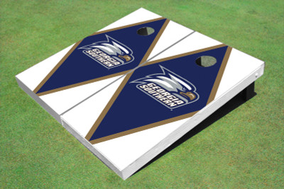 Georgia Southern University Head Logo Blue And White Matching Diamond Cornhole Boards Georgia Southern University Head Logo Blue And White Matching Diamond Cornhole Boards