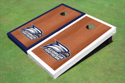 Georgia Southern University Head Logo Rosewood Alternating Border Cornhole Boards Georgia Southern University Head Logo Rosewood Alternating Border Cornhole Boards