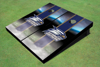 Georgia Southern University Head Logo Field Long Strip Matching Blue Themed Cornhole Boards