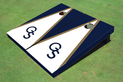 Georgia Southern University "GS" White And Blue Matching Triangle Custom Cornhole Board