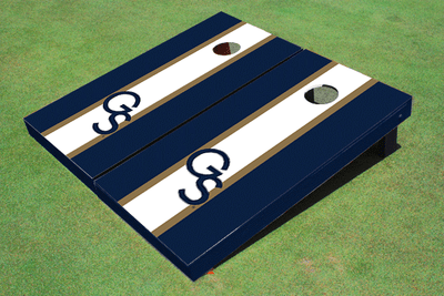 Georgia Southern University "GS" White And Blue Matching Long Stripe Custom Cornhole Board